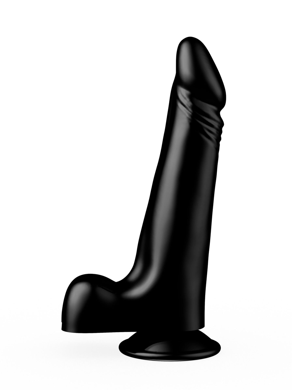 Фаллоимитатор LOVETOY черный с вытянутой головкой, 17,8 см