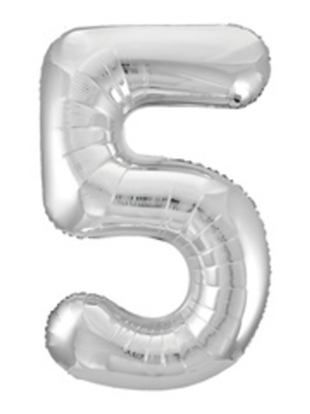 Р Цифра 5 Slim Серебро (40''/102 см)