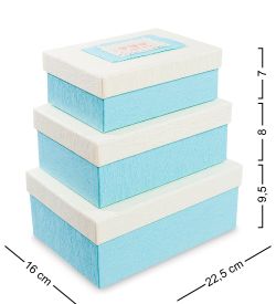 WF-06-A Набор коробок из 3шт «Прямоугольник» цв.голуб./молочн.