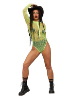 Боди-сетка с длинным рукавом и молнией на груди (Размер: S-M-L) (Цвет: лаймовый)