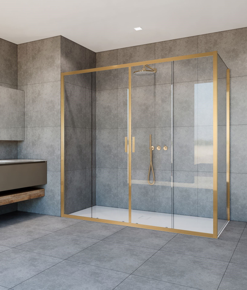 Душевой уголок Garda VSR-1G29017CLG, 1700*900, брашированное золото, стекло прозрачное