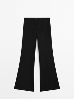 Massimo Dutti Брюки из хлопка с широкими штанинами и полосками, черный