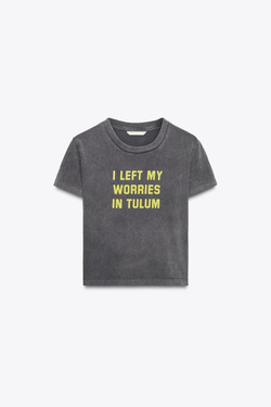 ZARA ФУТБОЛКА ИЗ ТКАНИ С ЭФФЕКТОМ ПОТЕРТОСТИ С НАДПИСЬЮ, АНТРАЦИТОВО-СЕРЫЙ