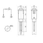 Индикатор ø8 12В с проводом красный с подсветкой (WL-04) REXANT