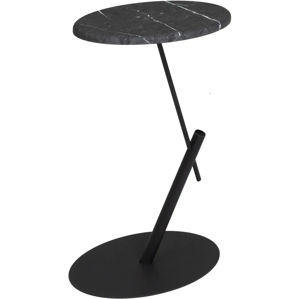 Стол журнальный МЕ_МеталлАрт овальный М015 (9509) черный мрамор/черный