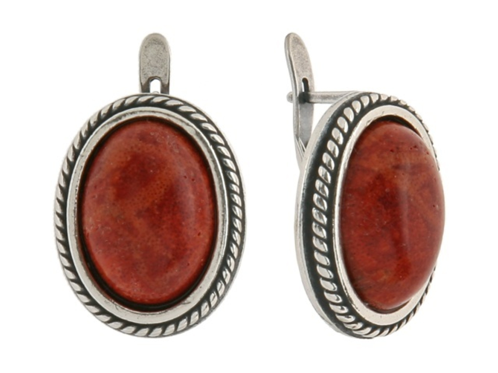 "Ломбок" серьги в серебряном покрытии из коллекции "Полинезия" от Jenavi с английским замком