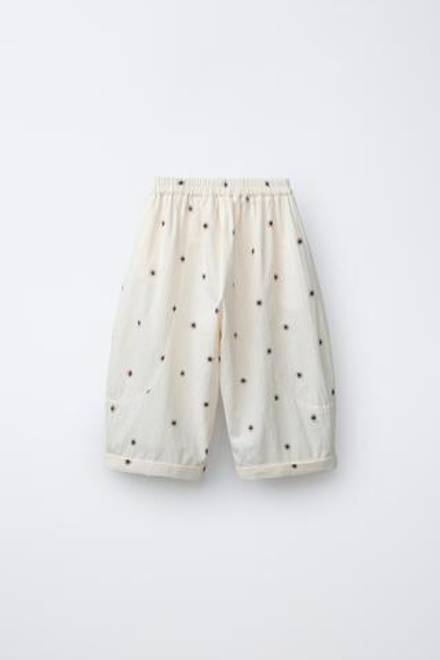 ZARA БРЮКИ BAGGY С УЗОРОМ SOLES, ЭКРЮ