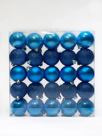 Набор пластиковых шаров Подарок Эльфа 60 мм., синий, 50 шт., Christmas DeLuxe (89584)