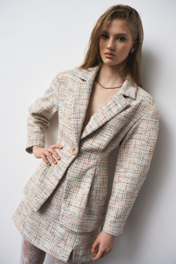 Костюм юбочный 1307 рогожка