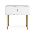 Тумба прикроватная на ножках ROYAL 5301 эко (Мрамор Каррара-Золото-р.золото)