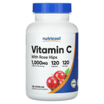 Nutricost, витамин C с шиповником, 1000 мг, 120 капсул