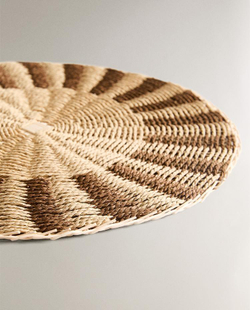 ZARA HOME КРУГЛАЯ ПОДСТАВКА ПОД СТОЛОВЫЕ ПРИБОРЫ ИЗ РОТАНГА, КОРИЧНЕВЫЙ