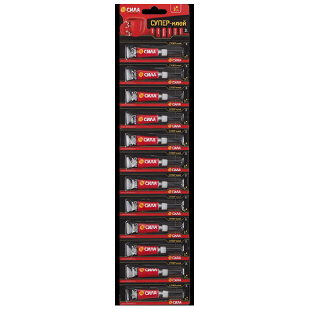 Супер-клей СИЛА SSBL12-3 СВЕРХПРОЧНЫЙ 3 г лента 12 шт.
