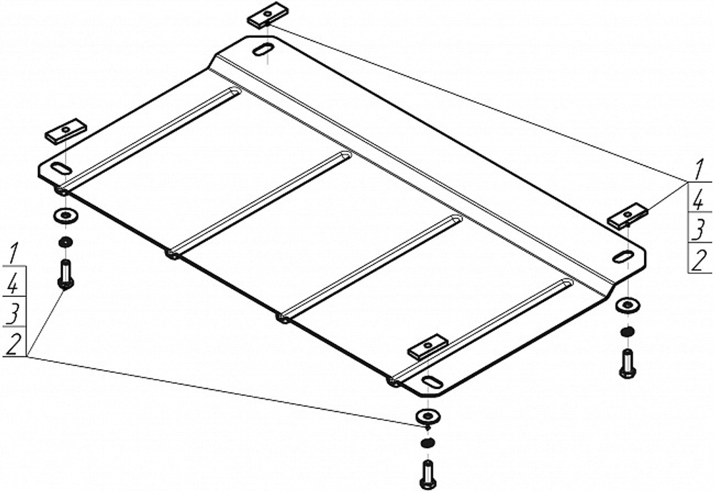 Защита КПП. 2 мм, Сталь. для Audi A4 1994-2000, Volkswagen Passat B5 1996-2000 MOTODOR.00111