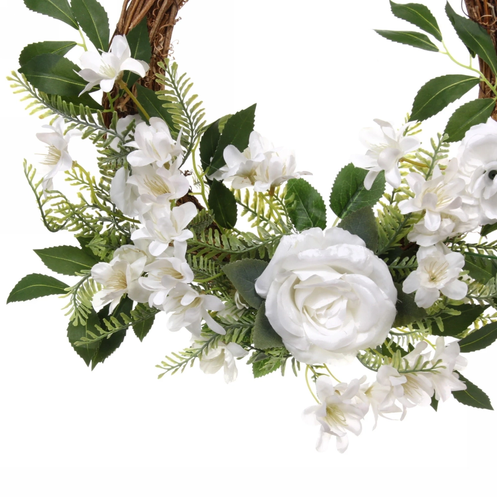 Цветы искусственные венок «Созвездие Девы» 42см нежно-белый