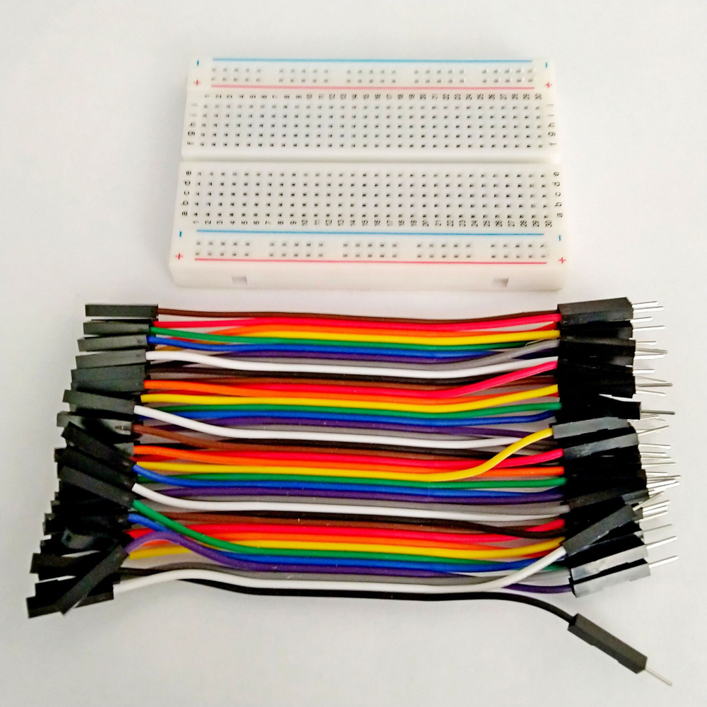 Макетная плата беспаечная + провода dupont 10 см х 40 шт. папа-мама для Arduino