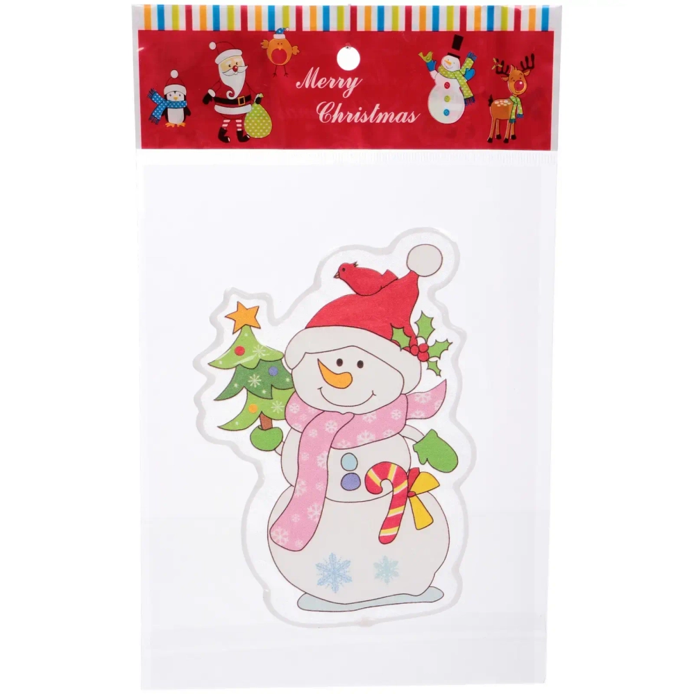 Наклейка на стекло «Снеговичок с ёлочкой» 15*20 см