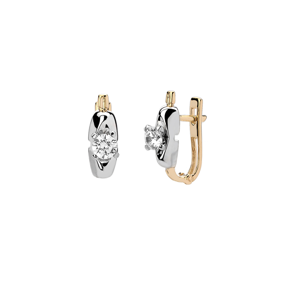 Серьги с фианитом из комбинированного золота 585 пробы JA-S-1613168Ж