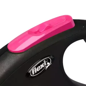 Рулетка flexi Neon New M (до 25 кг) лента 5 м, светоотражающая,розовый неон