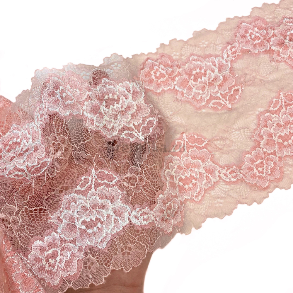 Кружево эластичное персиково-розовое 16 см