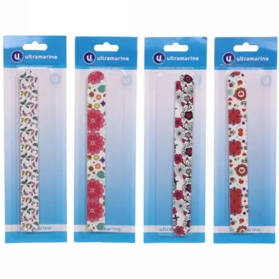 Пилка для ногтей наждачная на блистере «Ultramarine», рисунок сердечки, бабочки и цветы, цвет микс, 18см
