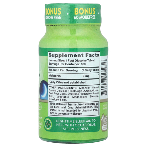Nature's Truth, Мелатонин для сна, натуральные ягоды, 3 мг, 180 быстро растворяющихся таблеток