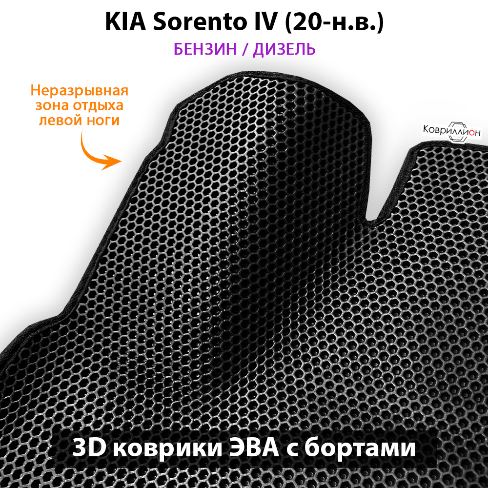 Автомобильные коврики ЭВА с бортами для KIA Sorento IV (20-н.в.) бензин / дизель
