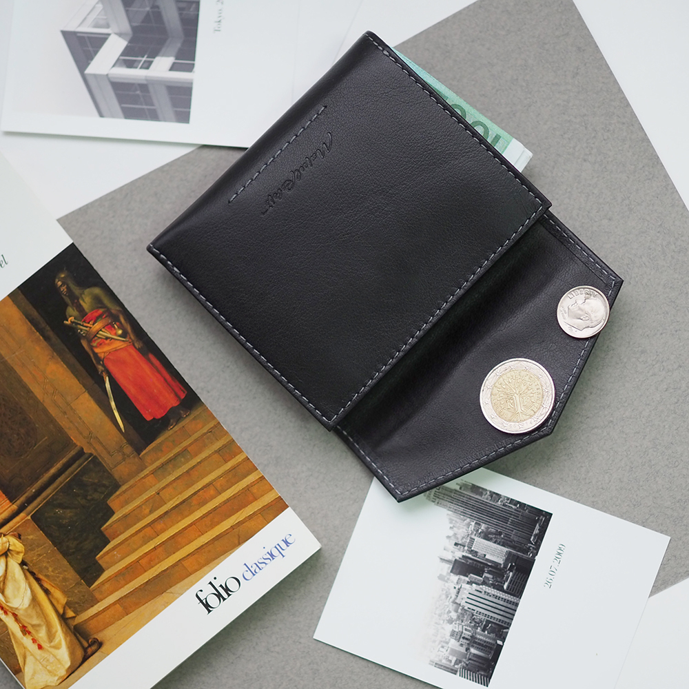 Кожаный кошелек, теленок черного цвета