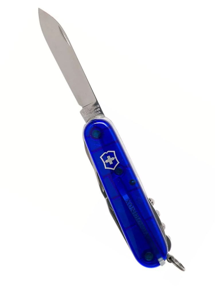 Нож перочинный VICTORINOX Huntsman, 91 мм, 15 функций, полупрозрачный синий