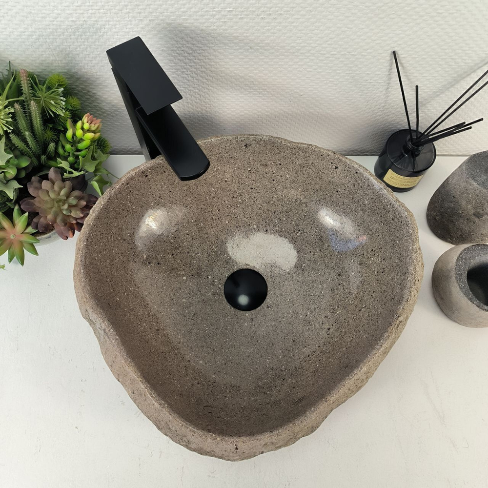 Каменная раковина из речного камня RS-05434 (45*41*15) 0861 из натурального камня