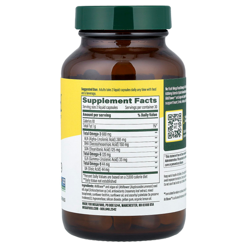 MegaFood, Omega 3-6-9, 60 Vegan Capsules