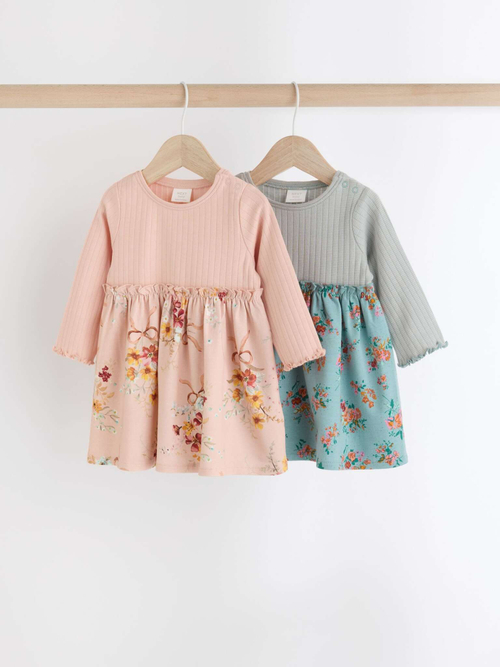 Платье для девочки Next B50-483, 2 шт, Розовый, Голубой
