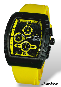 Часы наручные кварцевые NAVIFORCE на силиконовом ремешке, черный/желтый W8830-03