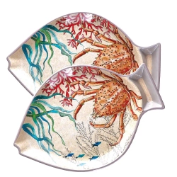 Rose&Tulipani Набор из 2 сервировочных тарелок с рыбками Sea Life 33x23 см из меламина
