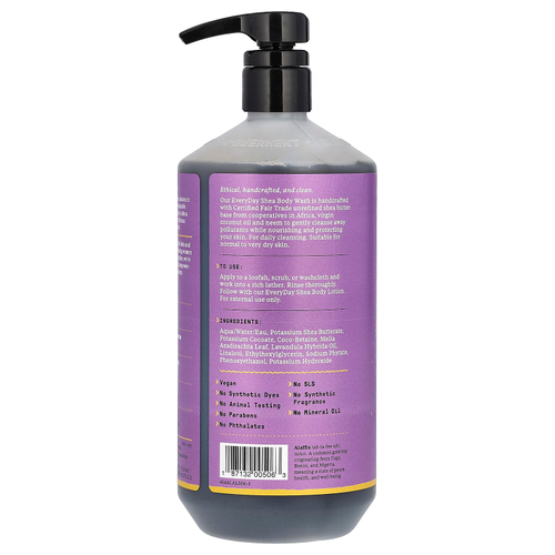 Alaffia, Everyday Shea, гель для душа, для нормальной и очень сухой кожи, лаванда, 946 мл (32 жидк. унции)