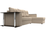 Диван угловой Атланта со столом правый угол, Бежевый, Велюр, 112492