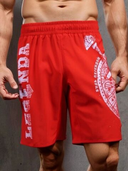 Шорты спортивные тренировочные LEGENDA Щит и Меч красный