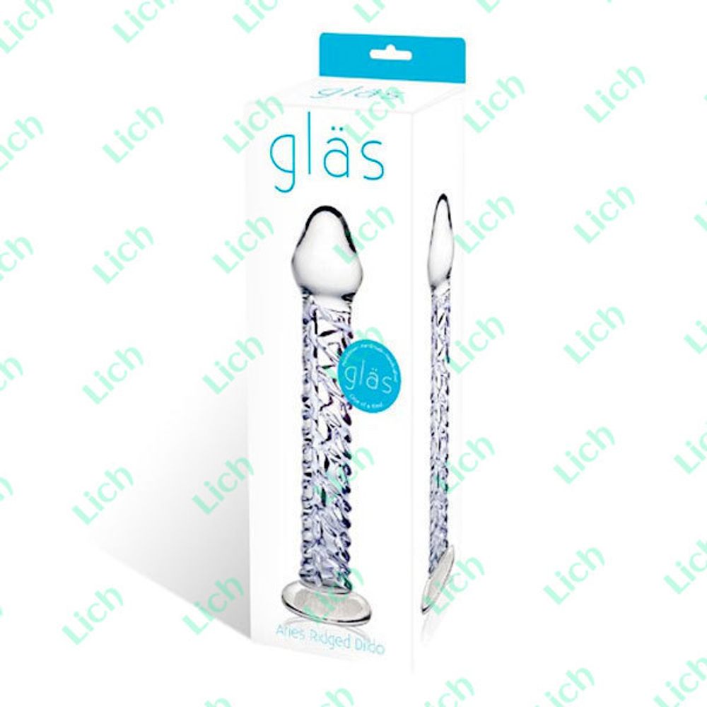 Стеклянный фаллоимитатор с рельефным стволом, 18 см