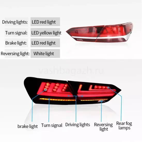Задние фонари Тойота Камри V70 2018-2021 V1 type КРАСНЫЕ