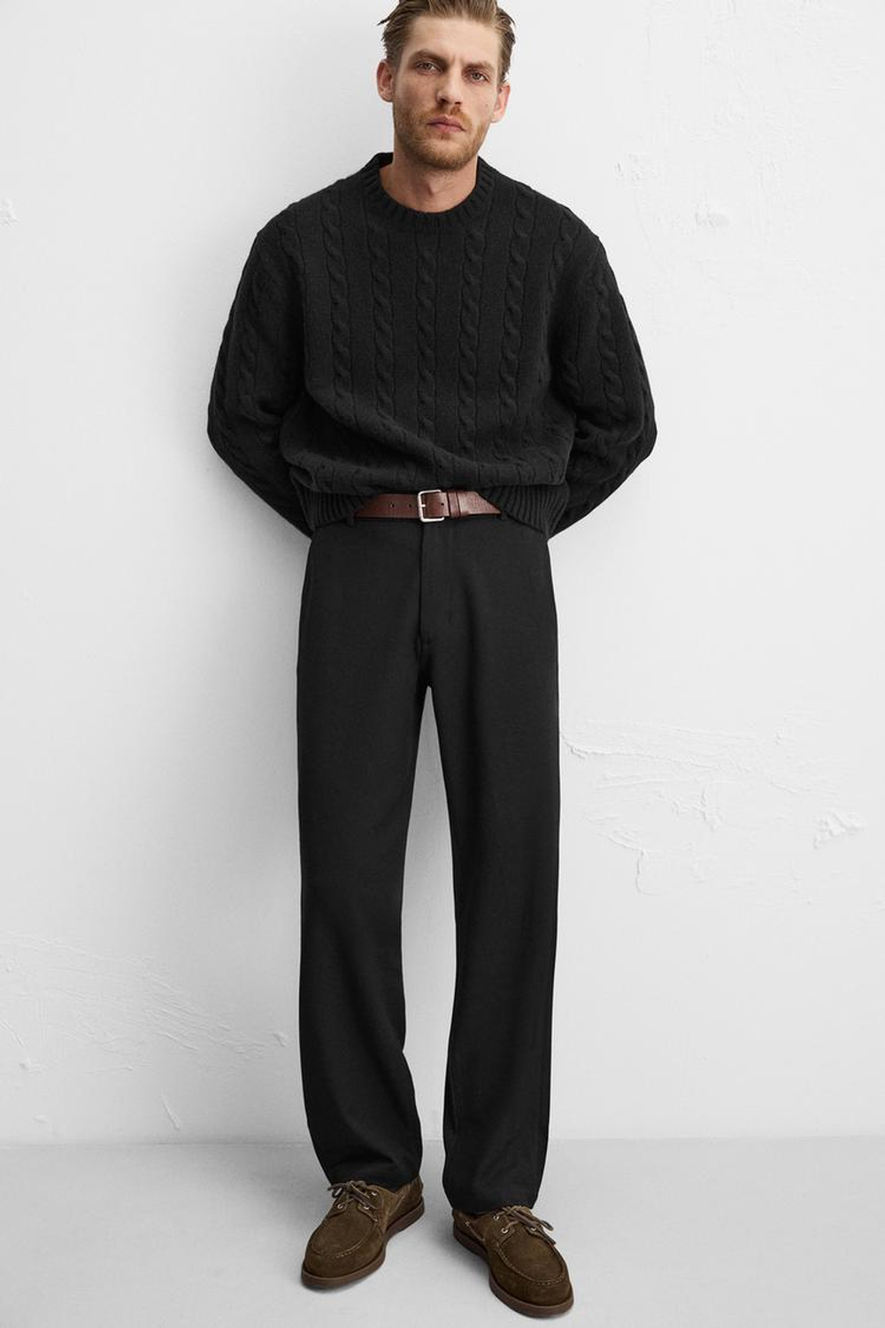 ZARA БРЮКИ RELAXED-FIT, ЧЕРНЫЙ