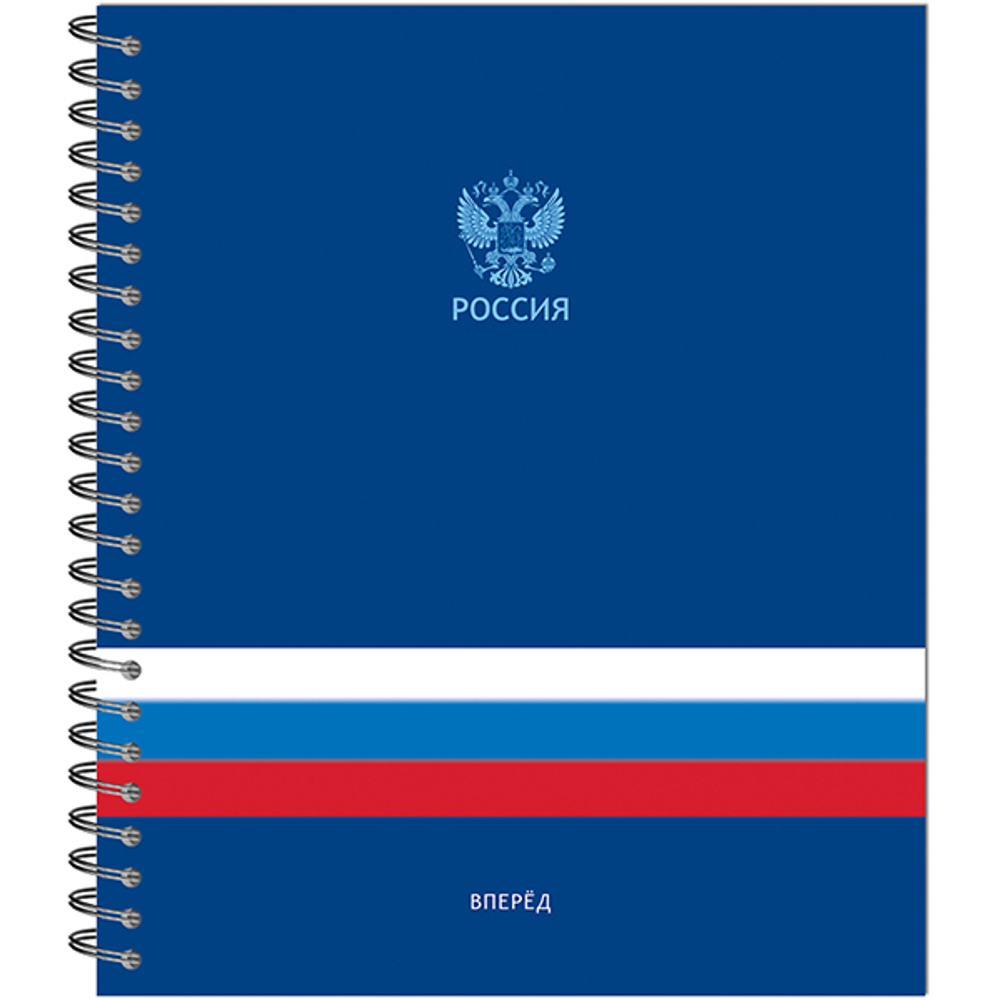 ТЕТРАДЬ ОБЩАЯ 96 ЛИСТОВ НА МЕТАЛЛИЧЕСКОМ ГРЕБНЕ “РОССИЯ”