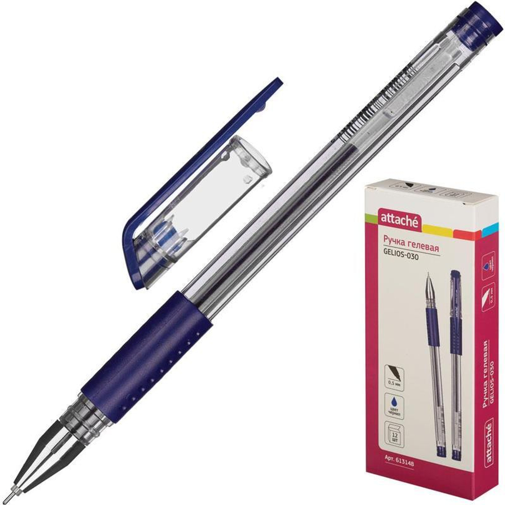 Ручка гелевая Attache "Gelios-030", синяя, 0,5мм.