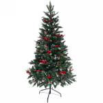 Ёлка «Маскарад» 120 см, ПВХ+резина с шишками, ягодами и снегом (224 ветки)