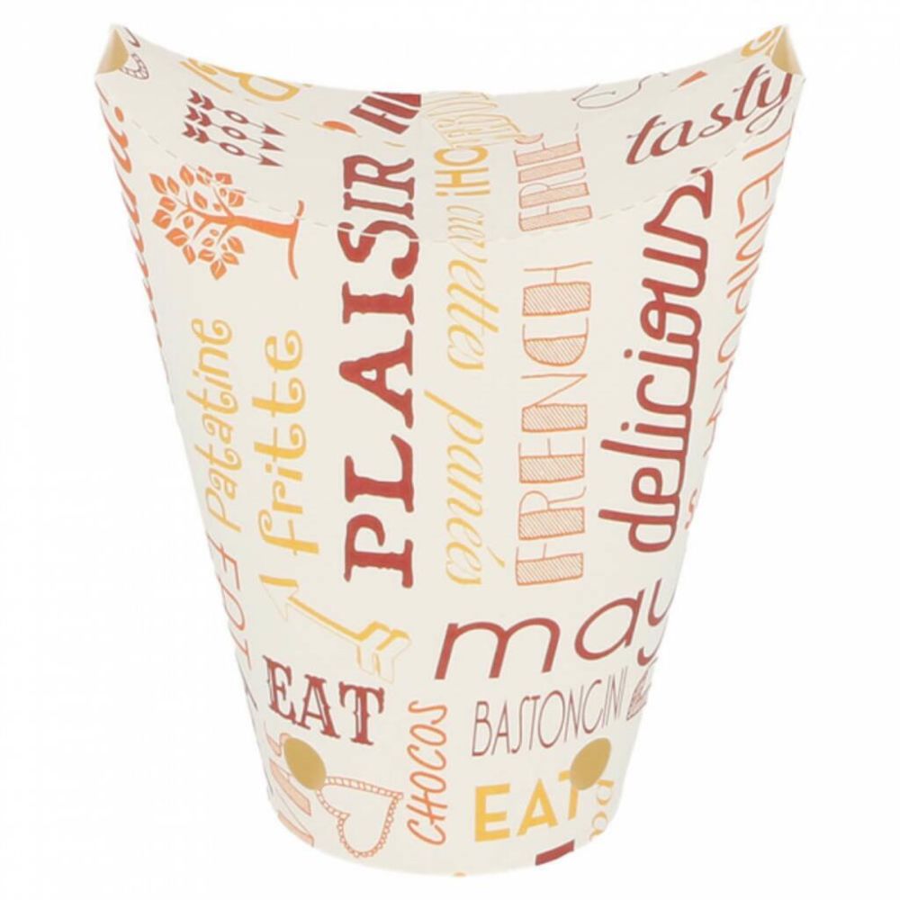 Контейнер картонный вертикальный закрывающийся для фри, снеков " " 360 мл, Ø12,5*6