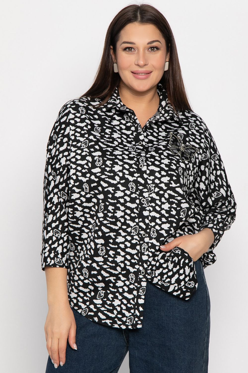 Рубашка Сладкий поцелуй (черно-белая) Б14984-4М LT Collection