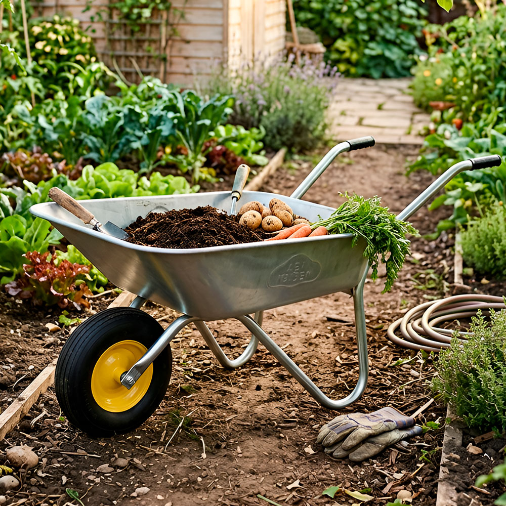 Тачка 65л садовая оцинкованная 1 колесо, 100кг, WB5204