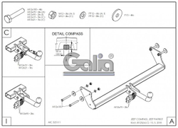 Фаркоп оцинкованный Galia J012C для Jeep Compass MK 2006-2011, Jeep Liberty 2006-2011(паспорт и сертификат в комплекте)(без электрики)