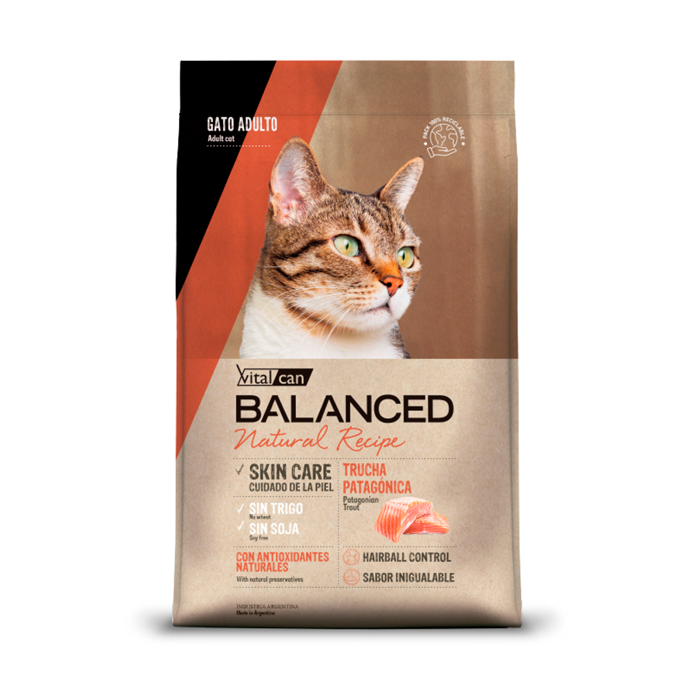 Сухой корм Vitalcan Balanced Cat Adult Natural Recipe Patagonian с форелью, для кошек 3кг (Виталкан)