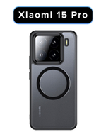 Чехол для Xiaomi 15 Pro с MagSafe черный с прозрачной матовой задней панелью WLONS