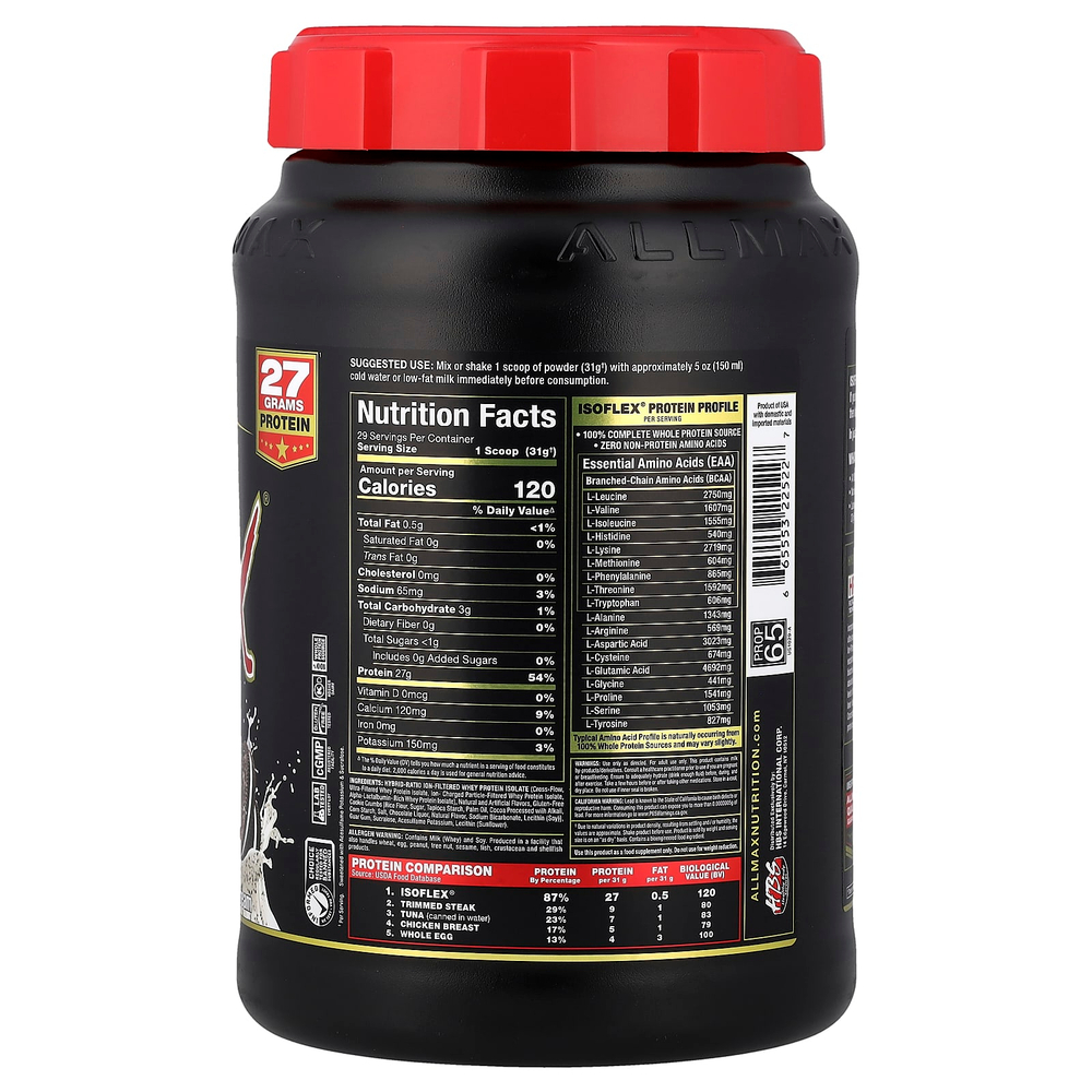 ALLMAX, ISOFLEX®, чистый изолят сывороточного протеина, печенье и сливки, 907 г (2 фунта)